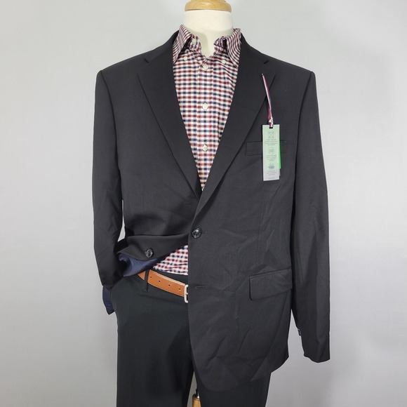 Tommy Hilfiger Men's Sport Coat‎ Blazer Two Button Black Wool Blend 48R NEW